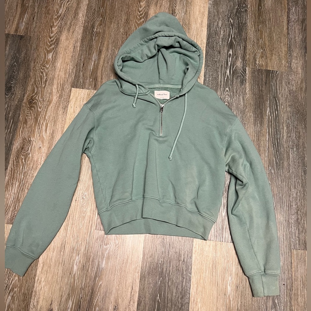 Wilfred Free Cropped Quarter Zip Hoodie Size Small Oversized